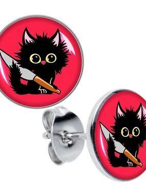 Stabby Cat Stud Earrings by Onyx O